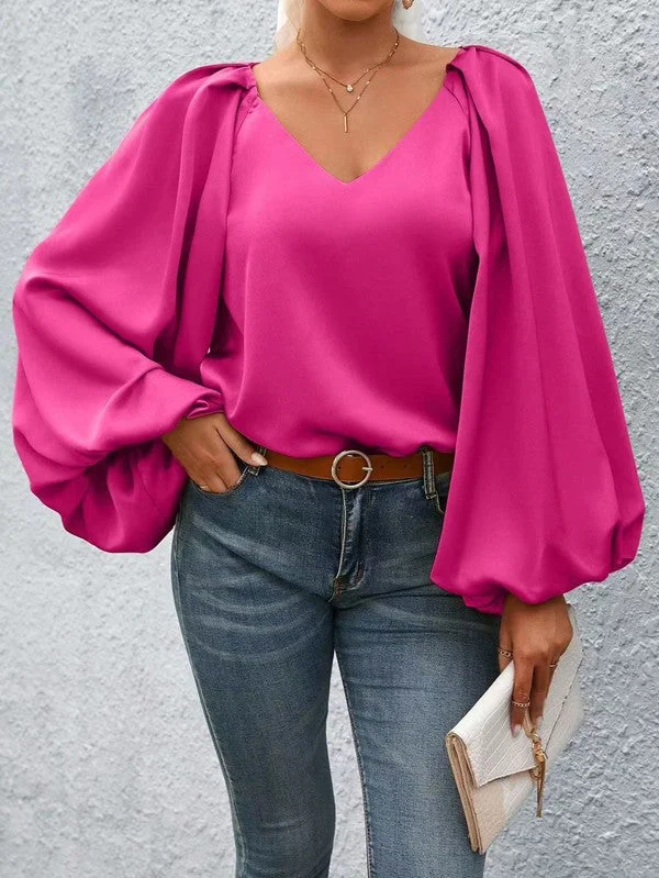 Lantern Sleeve Blouse Feminine Ruffle Blouse
