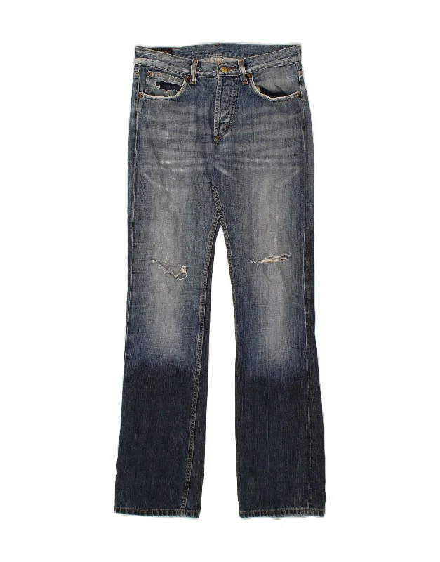 LEE Womens Freeburn Distressed Bootcut Jeans W30 L34 Blue Cotton Fashionable Distressed Jeans