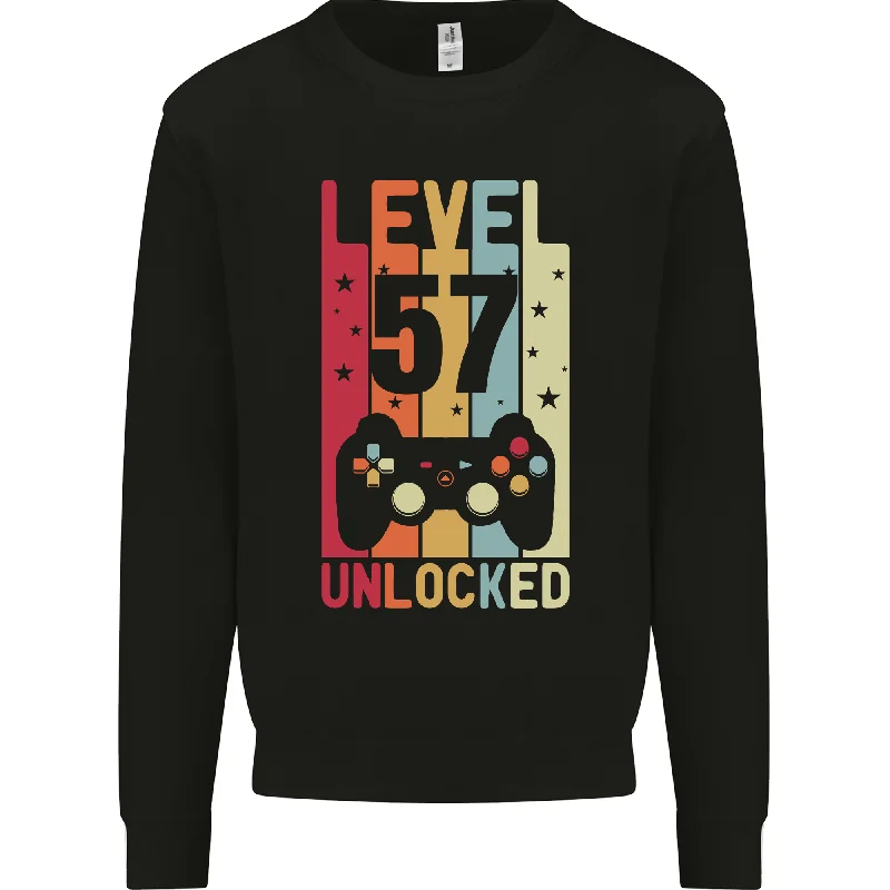 57th Birthday: Level Up at 57 - Gaming Men's Sweatshirt Jumper Hoodie with Magnetic Closure Innovative Modern 57th Birthday: Level Up at 57 - Gaming Men's Sweatshirt Jumper Hoodie with Magnetic Closure Innovative Modern