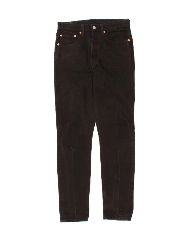 LEVI'S Womens 501 Slim Jeans W27 L30 Black Cotton Comfortable Faded High-Rise Jeans