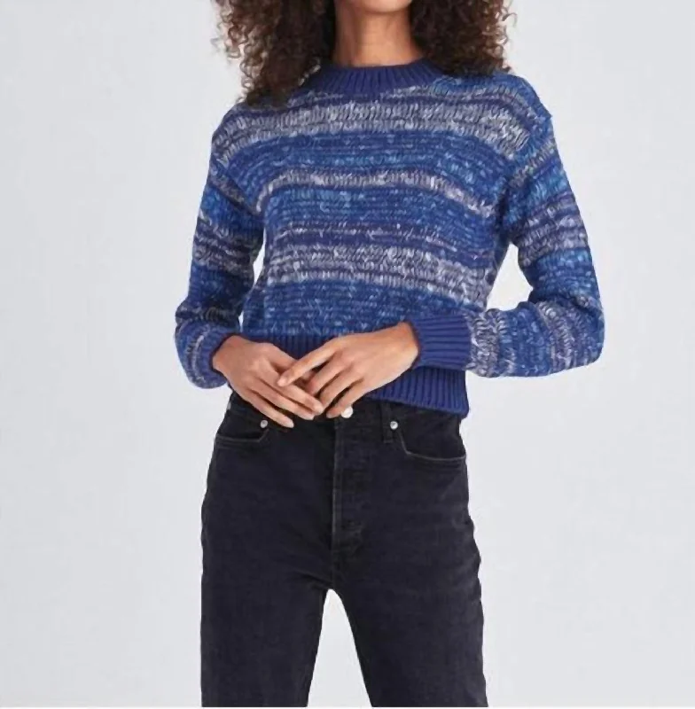 Lofty Cotton Marl Stripe Sweater In Blue Combo Lace Blend Ribbed Blend Corduroy Blend