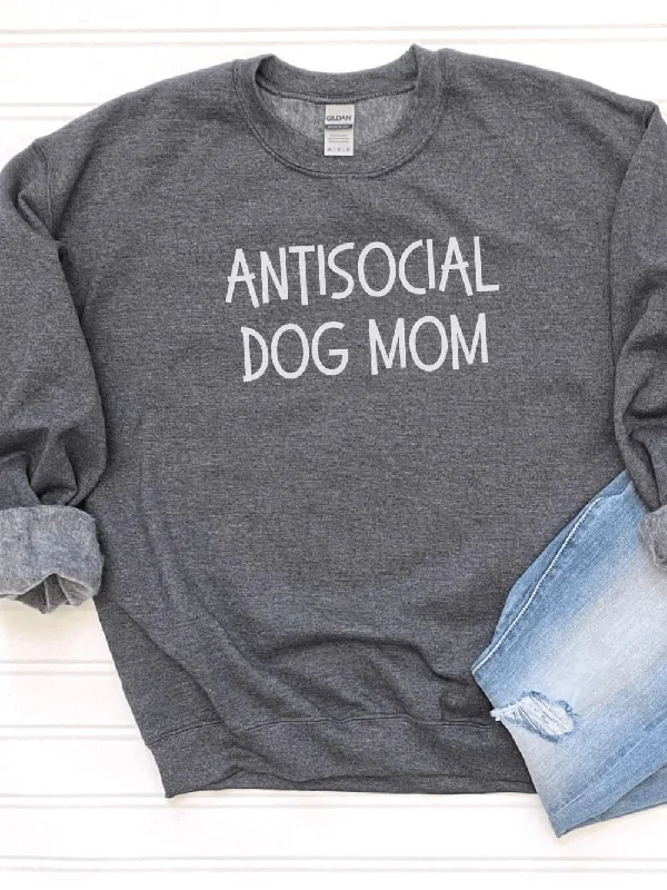 Antisocial Dog Mom Unisex Heavy Blend™ Crewneck Sweatshirt - Many Colors Hoodie with Embroidery Detailed Premium Antisocial Dog Mom Unisex Heavy Blend™ Crewneck Sweatshirt - Many Colors Hoodie with Embroidery Detailed Premium