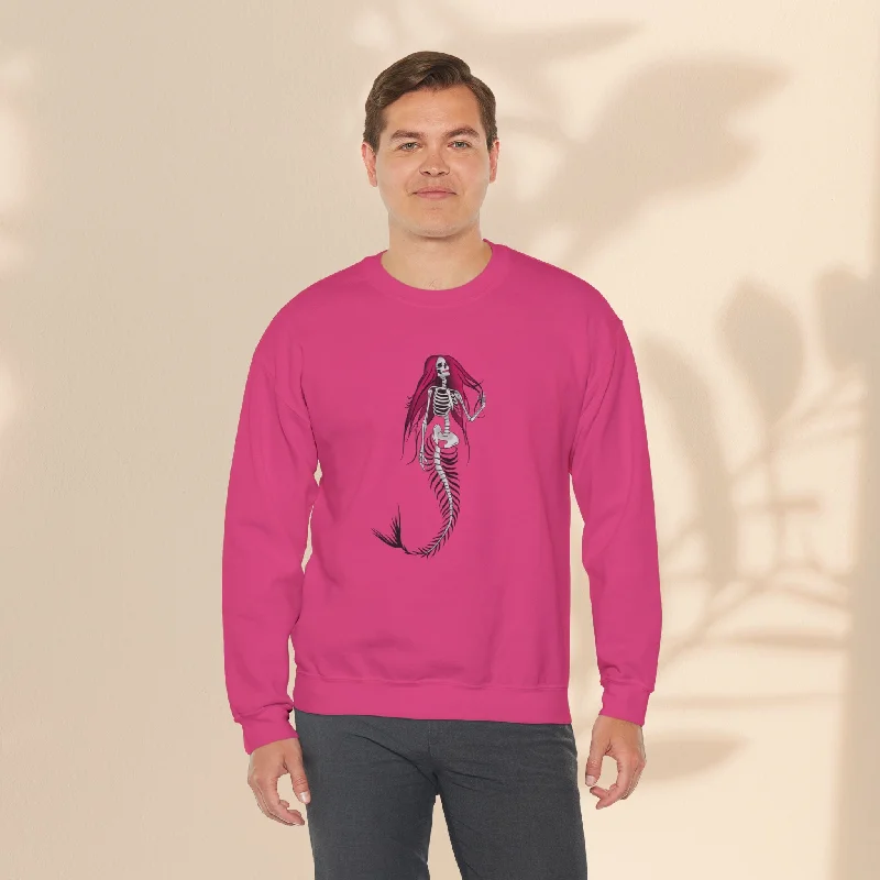 Unisex Heavy Blend™ Crewneck Sweatshirt - Halloween Mermaid Bones Hoodie with Back Slit Movement Comfort Unisex Heavy Blend™ Crewneck Sweatshirt - Halloween Mermaid Bones Hoodie with Back Slit Movement Comfort
