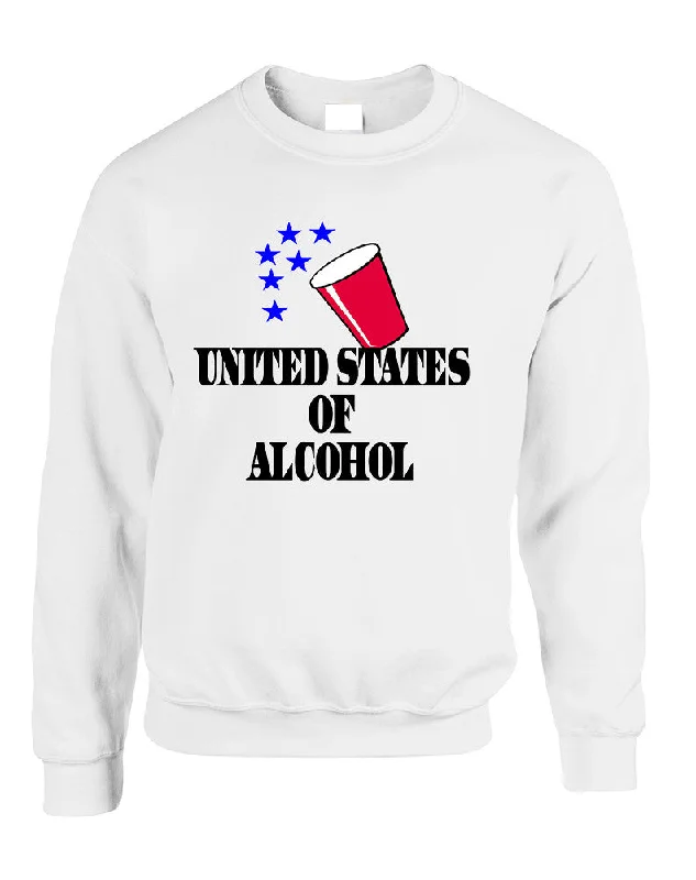 Adult Sweatshirt United States Of Alcohol 4th Of July Top Hoodie with Full-Zip Functional Layering Adult Sweatshirt United States Of Alcohol 4th Of July Top Hoodie with Full-Zip Functional Layering