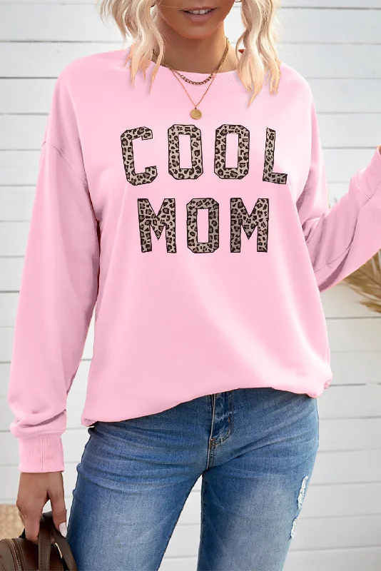 COOL MOM Graphic Drop Shoulder Sweatshirt Hoodie Jacket Zipper Layering