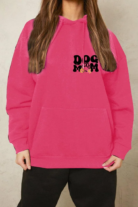 Simply Love Full Size DOG MOM Graphic Hoodie Hoodie with Half-Zip Sporty Casual