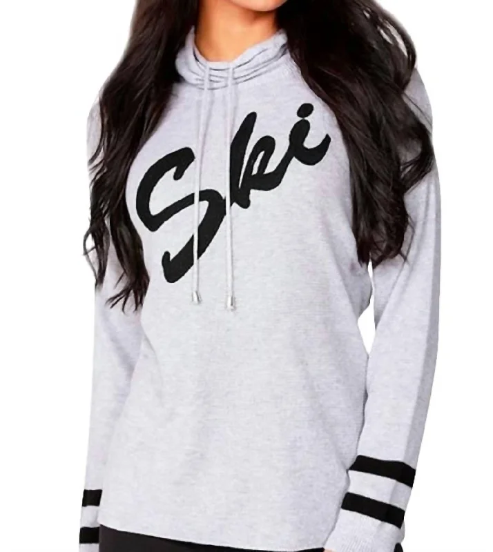 Ski Drawstring Sweater In Gray/black Elasticated Padded Insulated