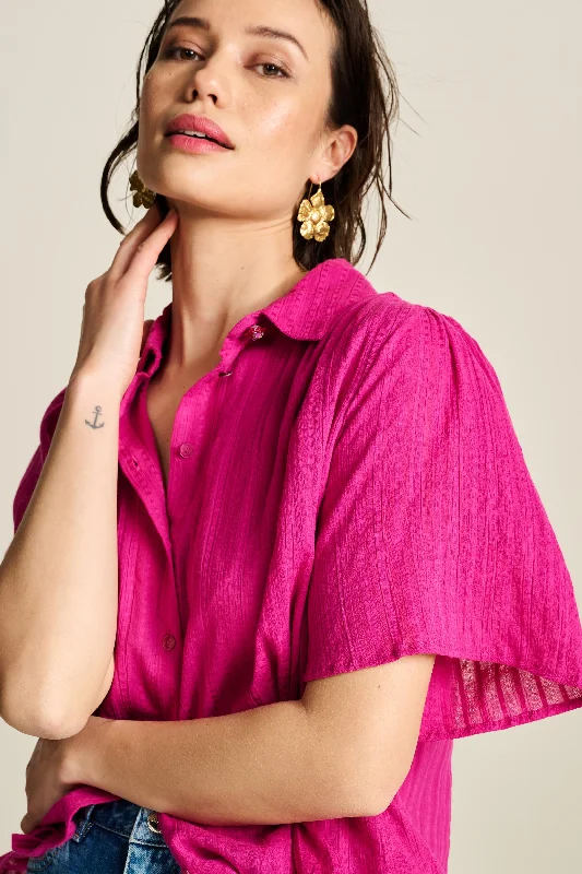 POM Blouse - Fuchsia Silky Tunic Blouse