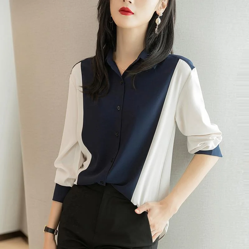 Wjczt European Shirt Women's Design Niche 2022 Spring New Fashion Chiffon Vertical Color Matching Shirt Top Lady Blouses B088 Sleeveless Summer Blouse Wjczt European Shirt Women's Design Niche 2022 Spring New Fashion Chiffon Vertical Color Matching Shirt Top Lady Blouses B088 Sleeveless Summer Blouse