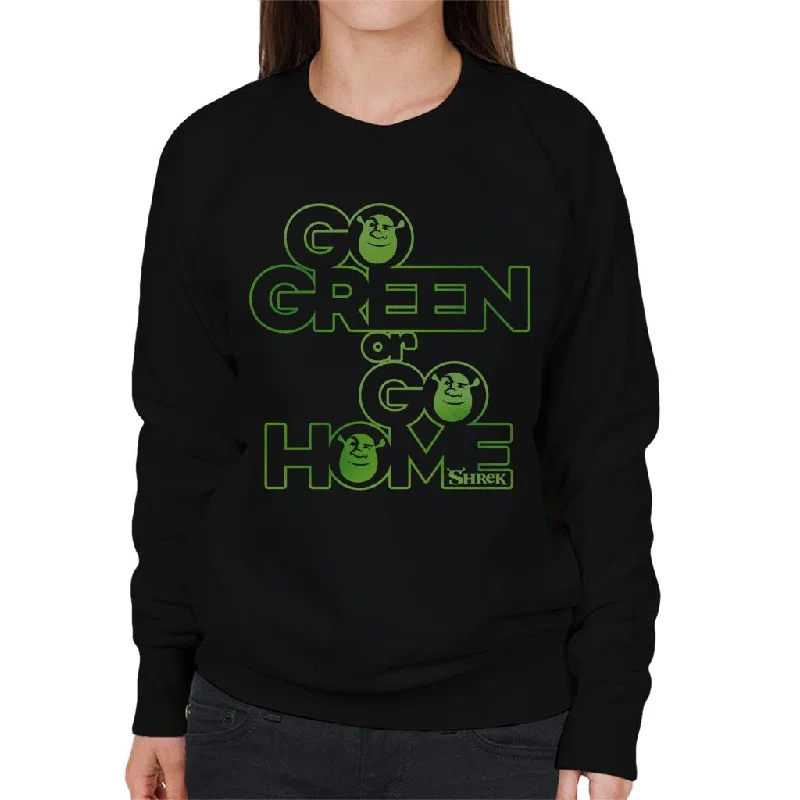 Shrek Go Green Or Go Home Women's Sweatshirt Hoodie with Zipper Placket Modern Functional Shrek Go Green Or Go Home Women's Sweatshirt Hoodie with Zipper Placket Modern Functional