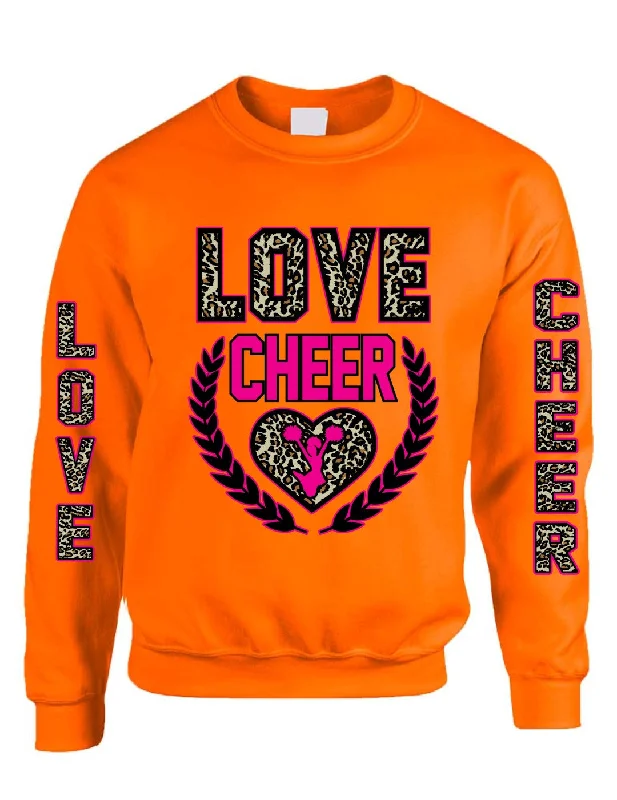 Love Cheer Leopard womens Sweatshirts Hoodie with Rhinestones Sparkly Elegant