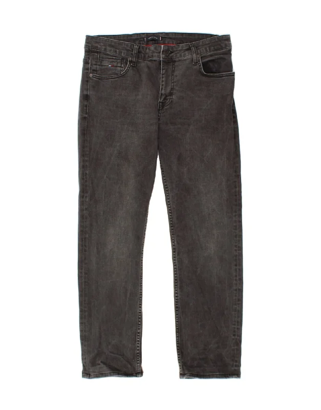 TOMMY HILFIGER Womens Slim Jeans W34 L28 Grey Cotton Fashionable Raw Hemmed Jeans