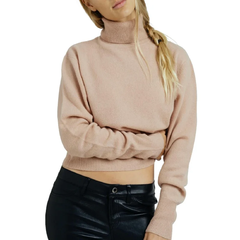 Haleiwa Crop Turtleneck Sweater In Camel Toggled Drawstring Belted