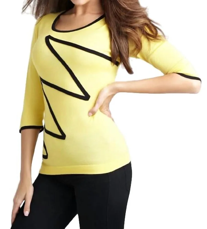 Zig Zag Sweater In Yellow/black Jersey Fabric Tulle Fabric Batik Fabric