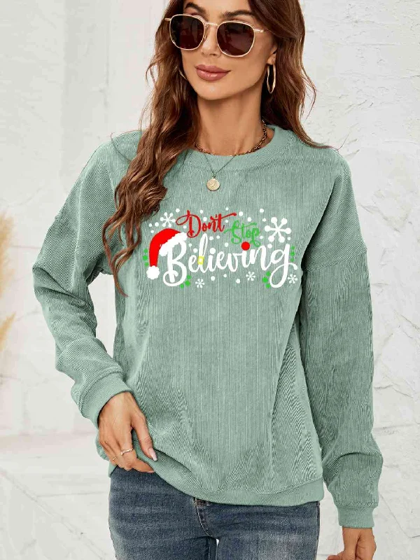 DON'T STOP BELIEVING Graphic Sweatshirt Hoodie with Reflective Safety Nightwear