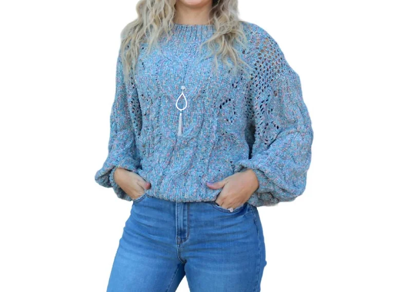 Crisp Feeling Sweater In Aqua Sky Bright Pastel Dark