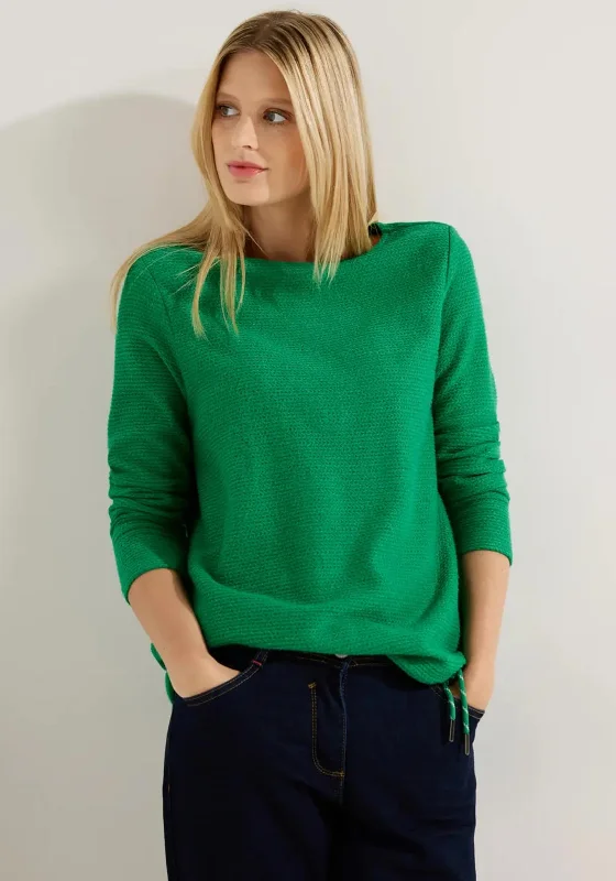 Cecil Textured Drawstring Sweater, Easy Green Anti-Pilling Anti-Shrink Durable