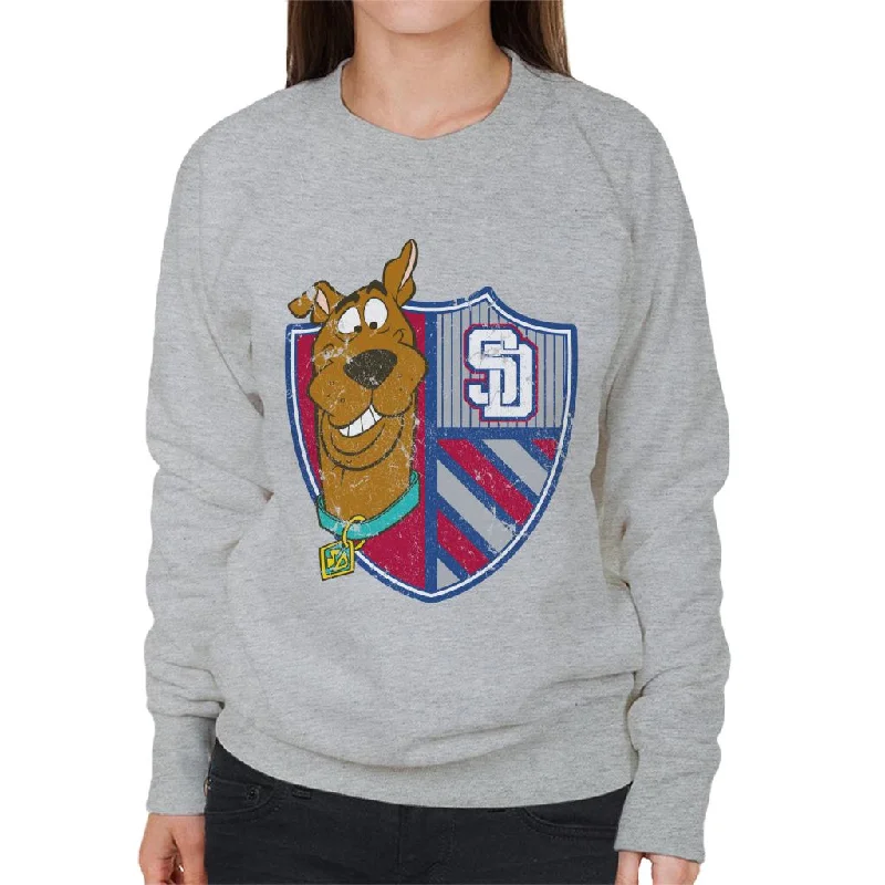 Scooby Doo Sports Crest Women's Sweatshirt Hoodie with Snap Buttons Easy Quick