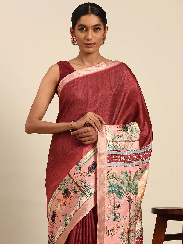 Women Pink Cotton Saree With Un Stitched Blouse Vintage Polka Blouse