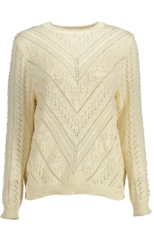 Kocca Elegant Crew-Neck Embroide Women's Sweater Iron Safe Non-Iron Wrinkle Free