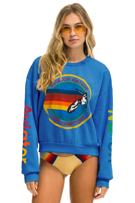 AVIATOR NATION HAMPTONS RELAXED CREW SWEATSHIRT - OCEAN Hoodie with Lace Feminine Delicate AVIATOR NATION HAMPTONS RELAXED CREW SWEATSHIRT - OCEAN Hoodie with Lace Feminine Delicate