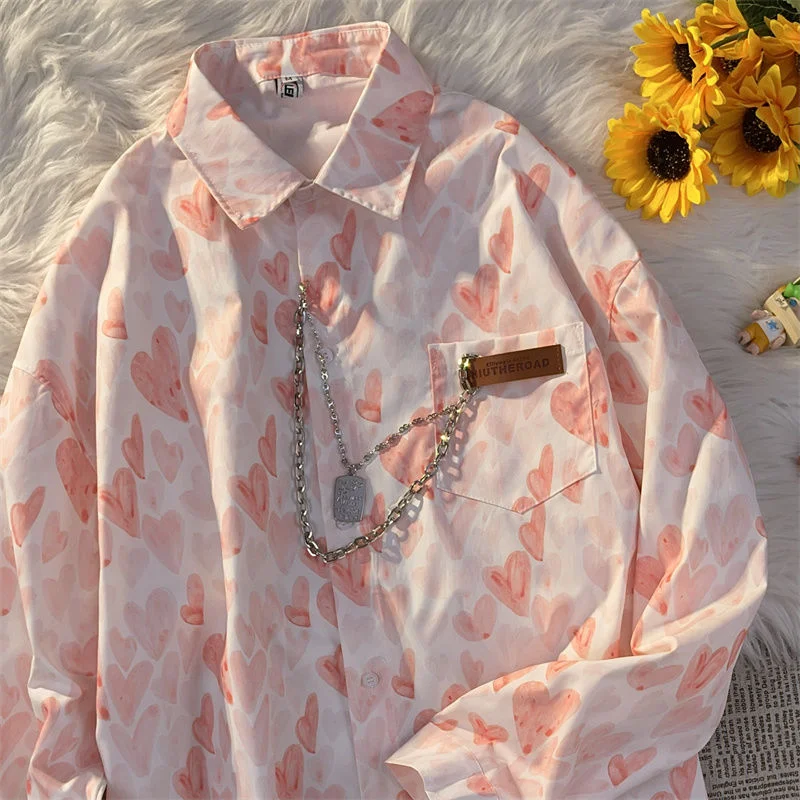 Wjczt Spring Summer Women Fashion Vintage Shirt Chemises Femme Korean Fashion Heart Print Blouses and Shirts Tunic Satin Long Blouse Wjczt Spring Summer Women Fashion Vintage Shirt Chemises Femme Korean Fashion Heart Print Blouses and Shirts Tunic Satin Long Blouse