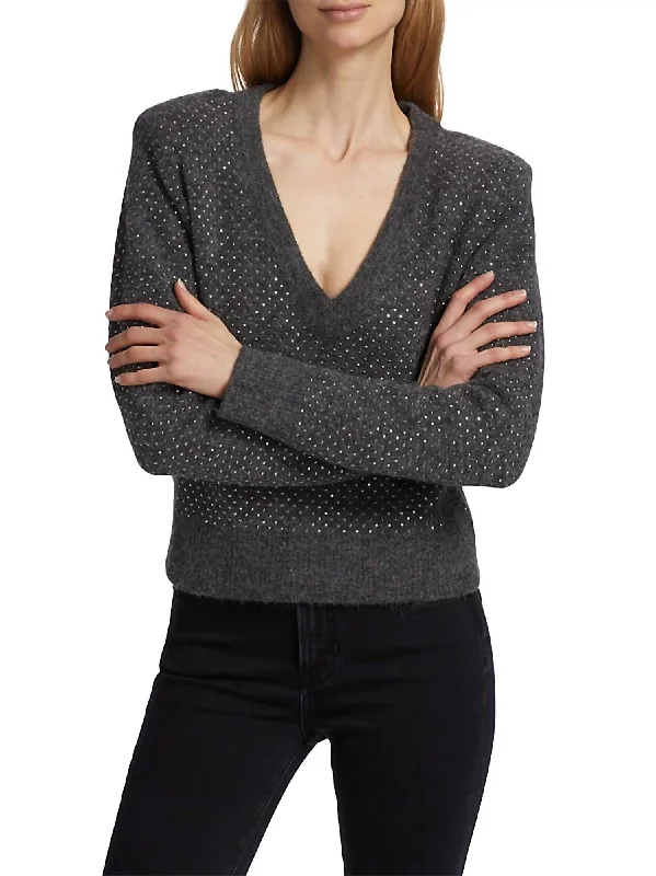 Pablah Sweater In Charcoal Welt Pockets Slit Pockets Flap Pockets