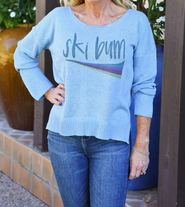 Ski Bum Sweater In Blue Stretchy Elastic Breathable