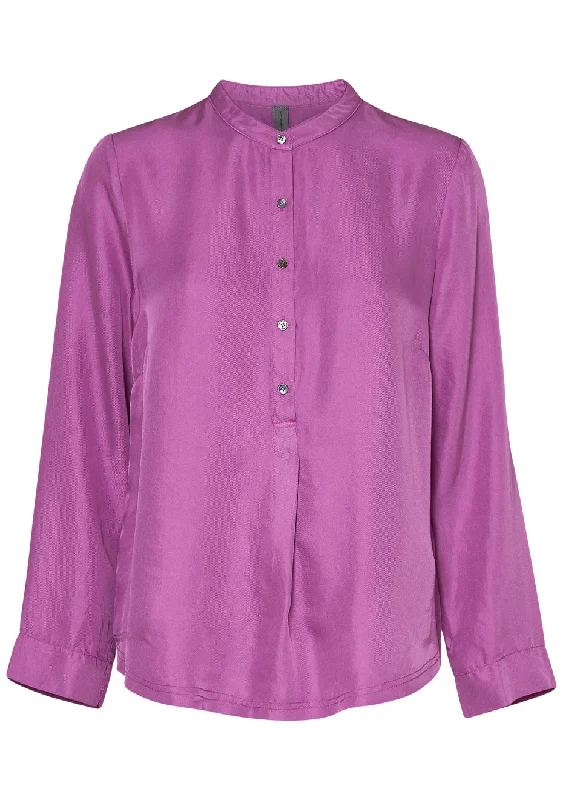Perfect Henley Blouse Silk English Rose Lightweight Tunic Blouse