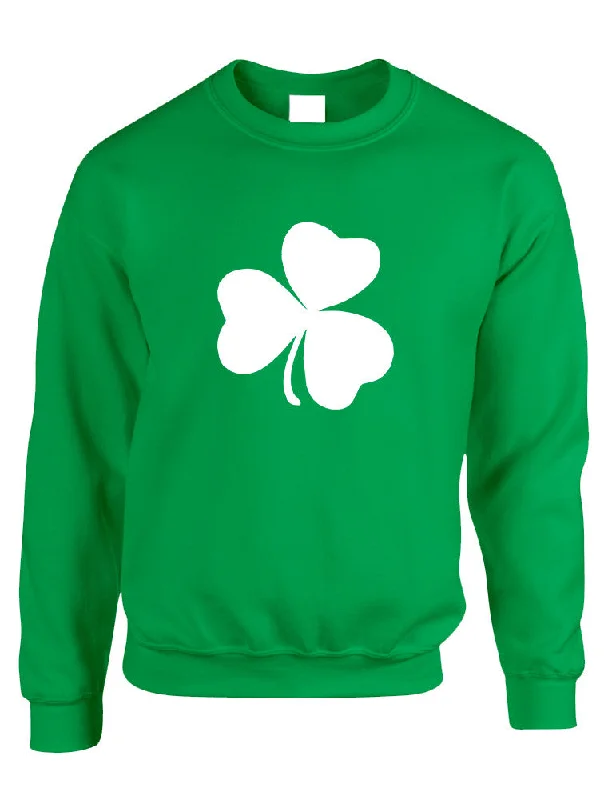 Adult Sweatshirt White Shamrock Graphic St Patrick's Day Cool Hoodie Crop Top Short Trendy