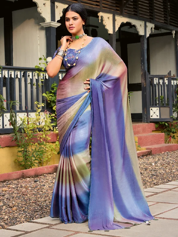 Women's Chiffon Lavender Embellished Celebrity Saree With Blouse Piece Chic Square Blouse Women's Chiffon Lavender Embellished Celebrity Saree With Blouse Piece Chic Square Blouse