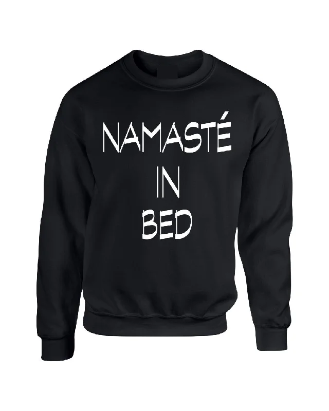 Namaste in bed women sweatshirt Hoodie with Metallic Shiny Futuristic