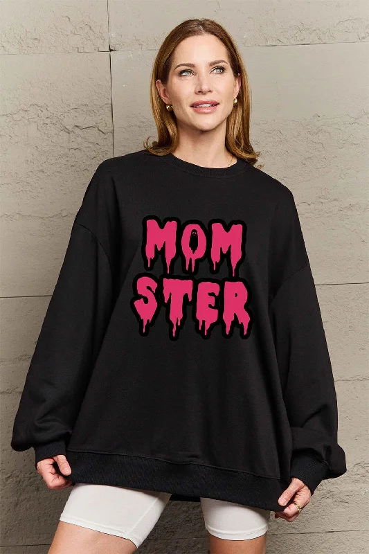 Simply Love Full Size MOM STER Graphic Sweatshirt Hoodie with Frayed Bohemian Relaxed Simply Love Full Size MOM STER Graphic Sweatshirt Hoodie with Frayed Bohemian Relaxed