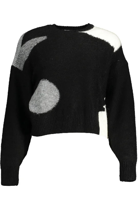 Desigual Chic Contrasting Long Sleeve Women's Sweater Embroidered Appliqued Beaded