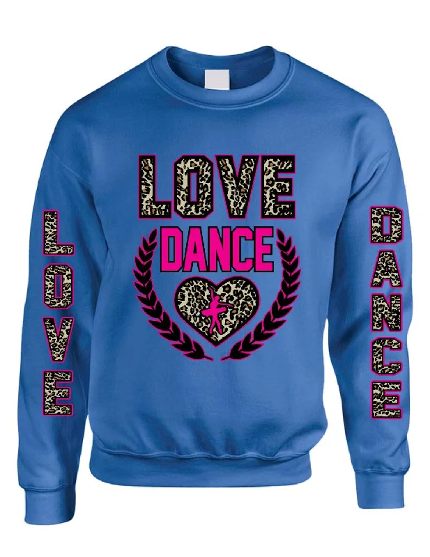 Love Dance Leopard womens Sweatshirts Hoodie with Raw Hem Edgy Unfinished