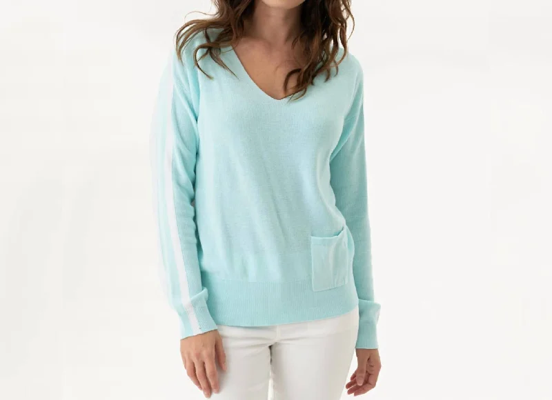 Mint Sweater In Spa Denim Fabric Leather Fabric Suede Fabric
