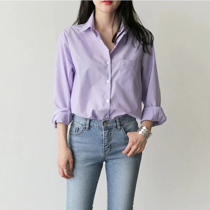 Wjczt Spring Women Blouse Striped Turn-down Collar Office Lady Tops Full Sleeve Women Shirts Light Purple Fashion Female Tops blusas Slim Fit Blouse Wjczt Spring Women Blouse Striped Turn-down Collar Office Lady Tops Full Sleeve Women Shirts Light Purple Fashion Female Tops blusas Slim Fit Blouse