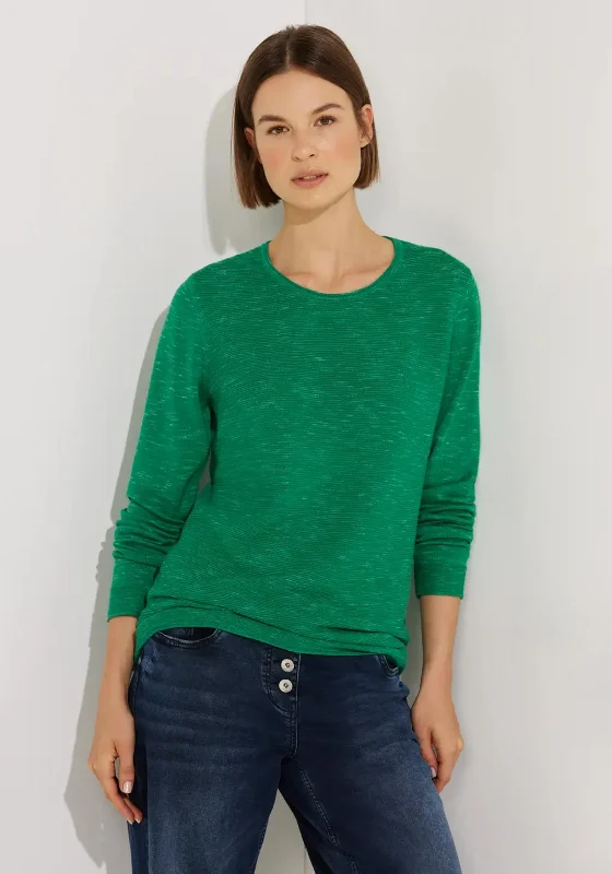 Cecil Ribbed Knit Sweater, Heather Easy Green Zippered Buttoned Snapped