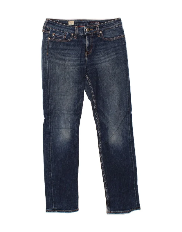 TOMMY HILFIGER Womens Rome RW Straight Jeans W27 L30 Blue Cotton Fashionable Straight Cut Jeans