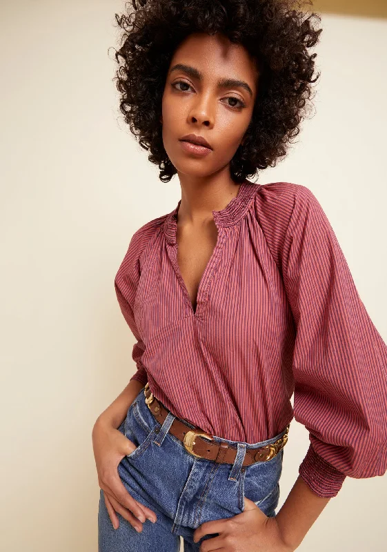 Nation LTD - Estelle Peasant Blouse in Burlesque Lightweight Tunic Blouse