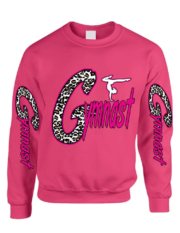 Gymnast  White Leopard women's sweatshirt Hoodie with Relaxed Fit Easy Casual