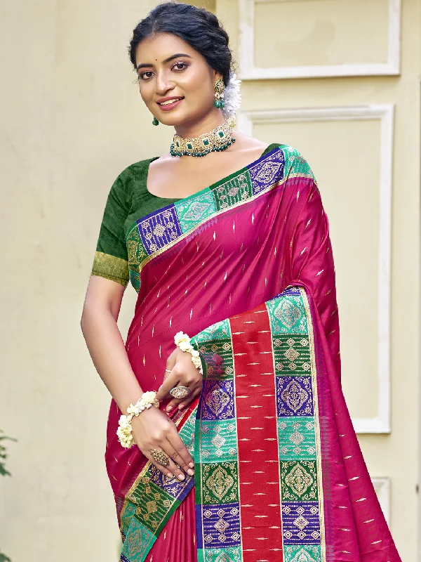 Women Rani Silk Saree With Un Stitched Blouse Office-Ready Blouse
