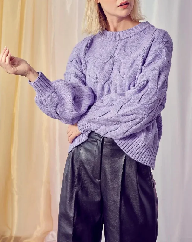 Wide Candy Cable-Knit Sweater In Violet Sweater Knitwear Pullover