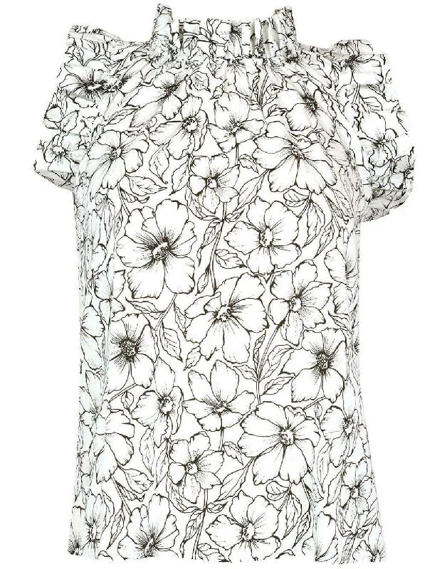 Aurelie Blouse - Etched Floral Satin Long Blouse