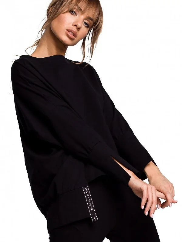 Sweatshirt Moe Hoodie with Hem Embroidery Detailed Premium