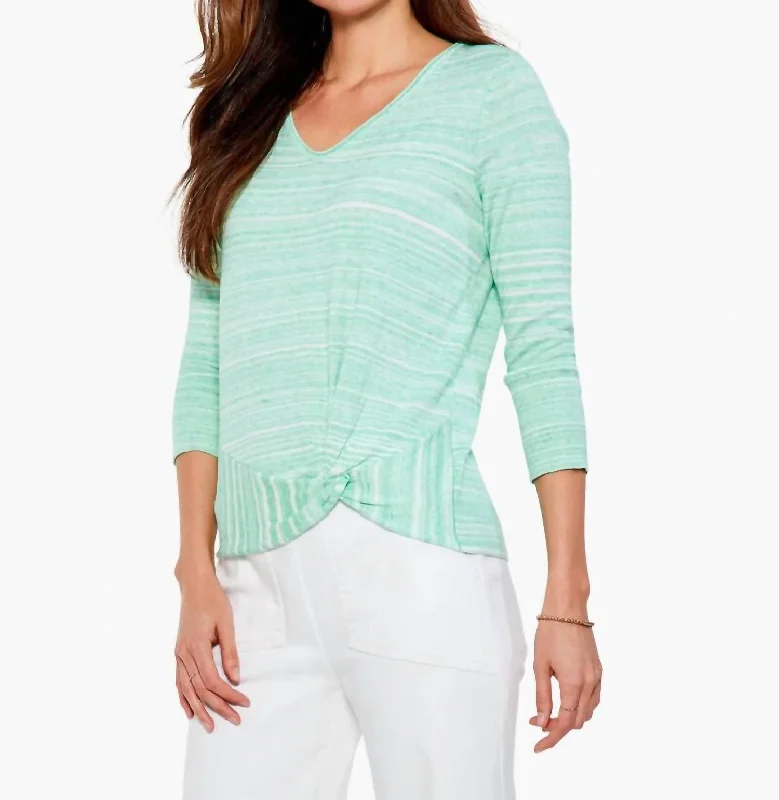 Spacedye Vital Twist Sweater In Green Mix Layered Multi-layer Single Layer