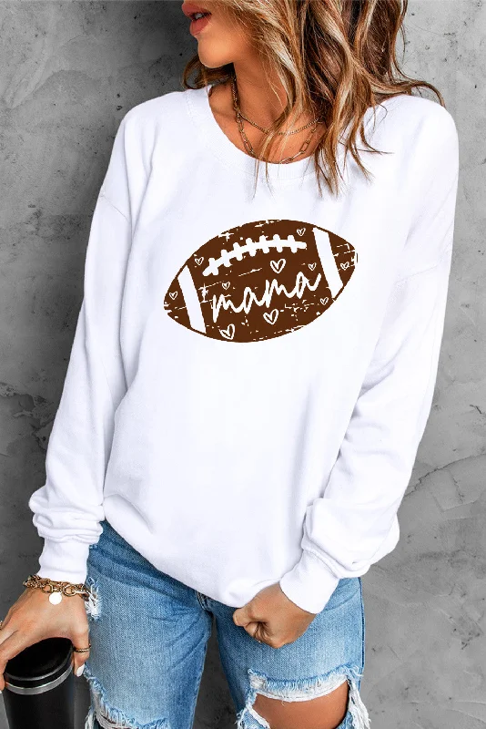 MAMA Graphic Drop Shoulder Sweatshirt Cotton Hoodie Fleece Lining Warmth