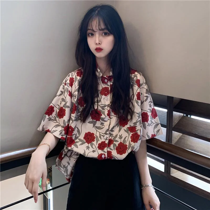Wjczt Chiffon Blouse Women Women's Summer Tunic Vintage Clothes Female Hawaiian Shirt with Short Sleeve Harajuku Top Women Elegant Lace Blouse Wjczt Chiffon Blouse Women Women's Summer Tunic Vintage Clothes Female Hawaiian Shirt with Short Sleeve Harajuku Top Women Elegant Lace Blouse