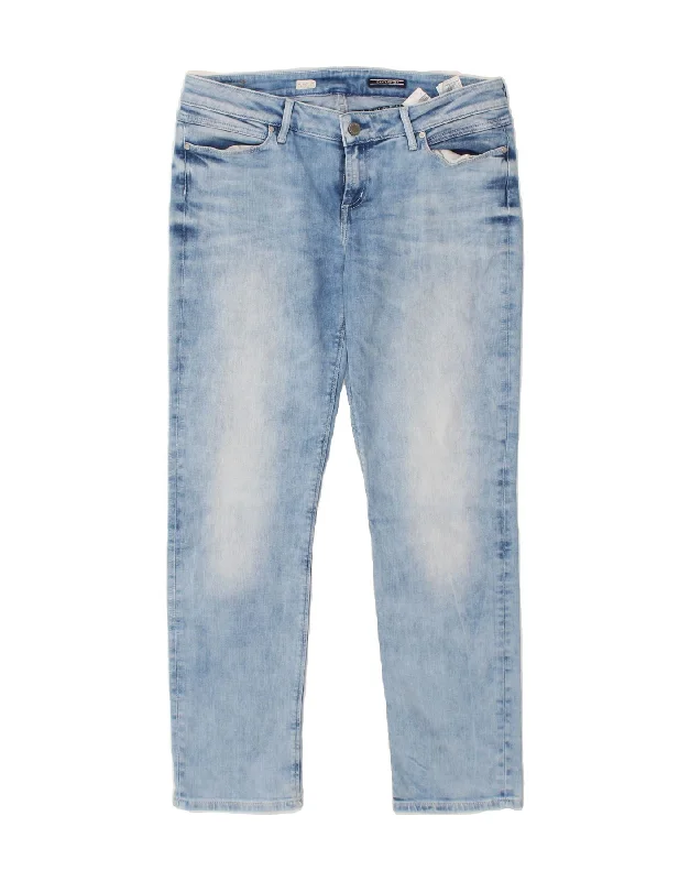 TOMMY HILFIGER Womens Milan Low Waist Slim Jeans W32 L32 Blue Cotton Stylish Shredded Denim Jeans TOMMY HILFIGER Womens Milan Low Waist Slim Jeans W32 L32 Blue Cotton Stylish Shredded Denim Jeans