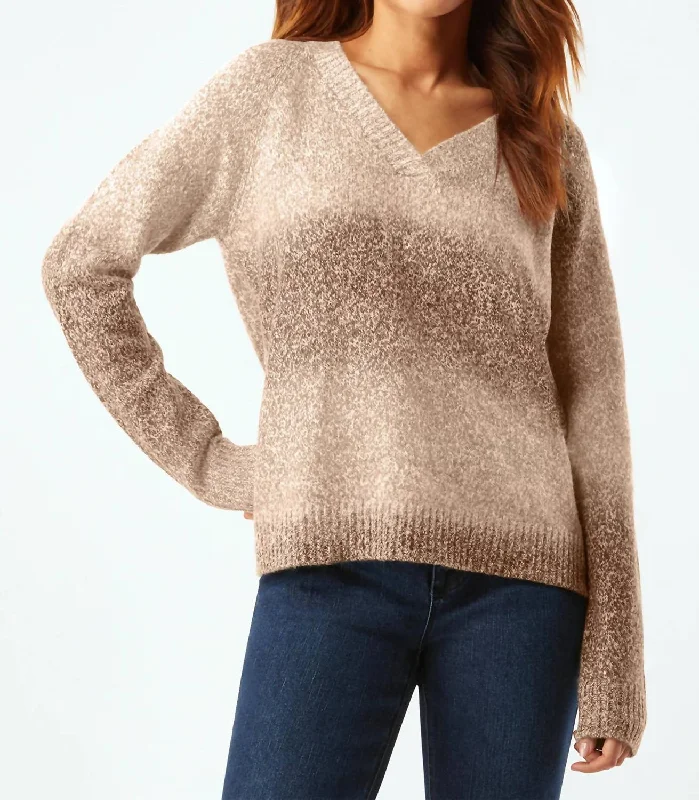 Space Dye V-Neck Sweater In Neutral Ombre Sweater Knitwear Pullover